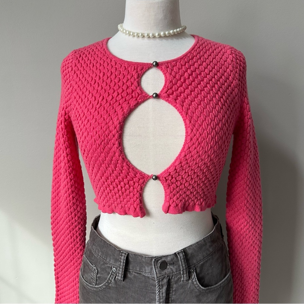 Urban Outfitters Cut-Out Knit Sweater with Buttons
